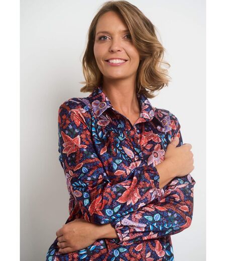 Blouse satin col V manches élastiquées