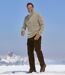 Men's Beige Marled Knit Roll-Neck Jumper-6