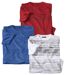 Pack of 3 Men's Sporty T-Shirts - Blue White Red