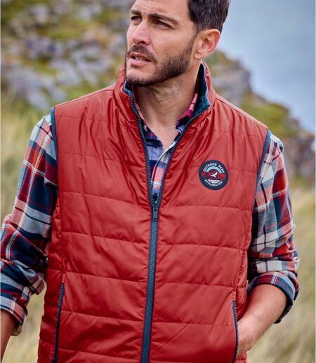 Men's Red & Navy Reversible Padded Gilet