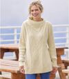 Women's Beige Button-Collar Sweater  Atlas For Men