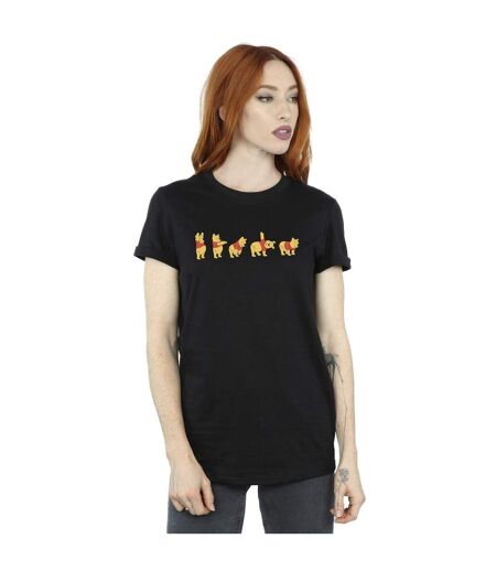 Disney Womens/Ladies Winnie The Pooh Stretching Cotton Boyfriend T-Shirt (Noir) - UTBI47464