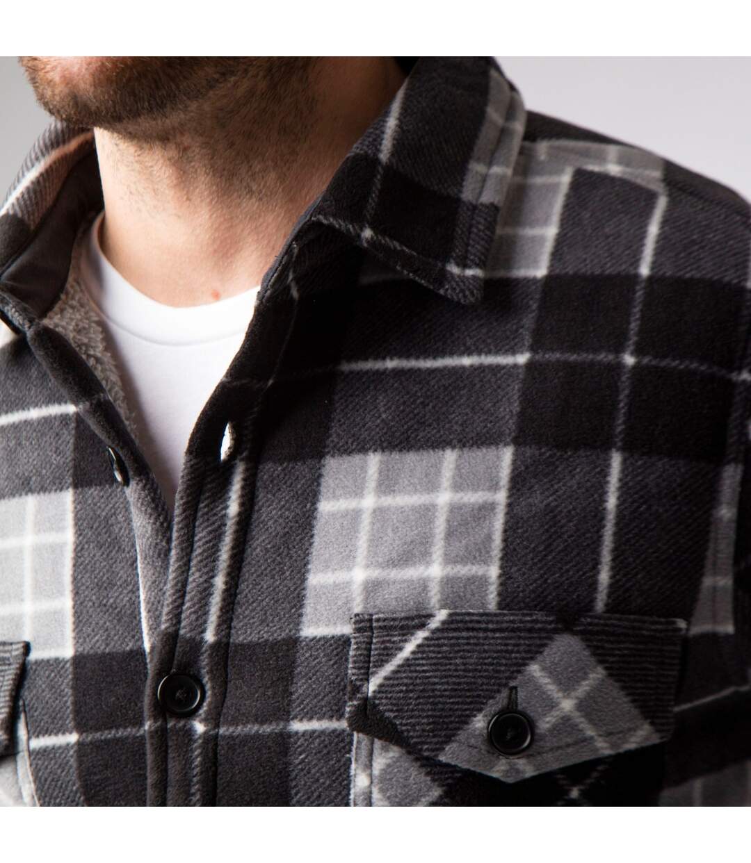 Mens Quilted Plaid Pattern Thermal Long Sleeve Winter Jacket-5