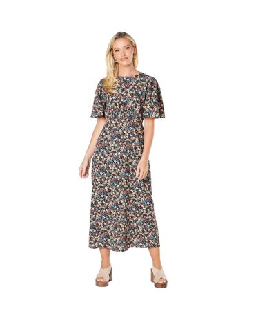 Womens/ladies ditsy floral empire flutter midi dress multicoloured Dorothy Perkins