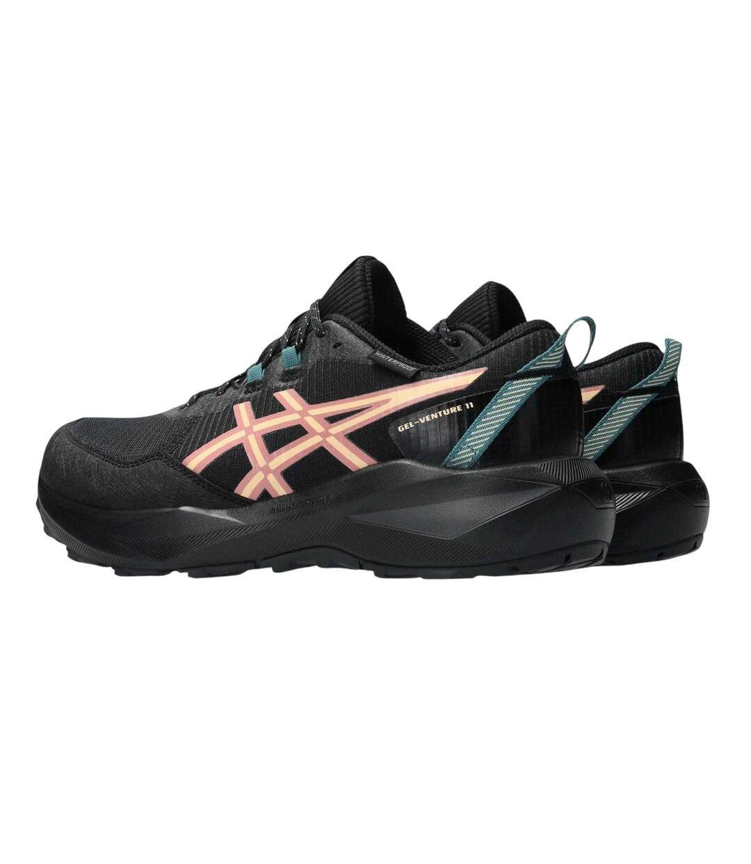 Womens/ladies Gel Venture 11 Trainers Black Pink Asics-2
