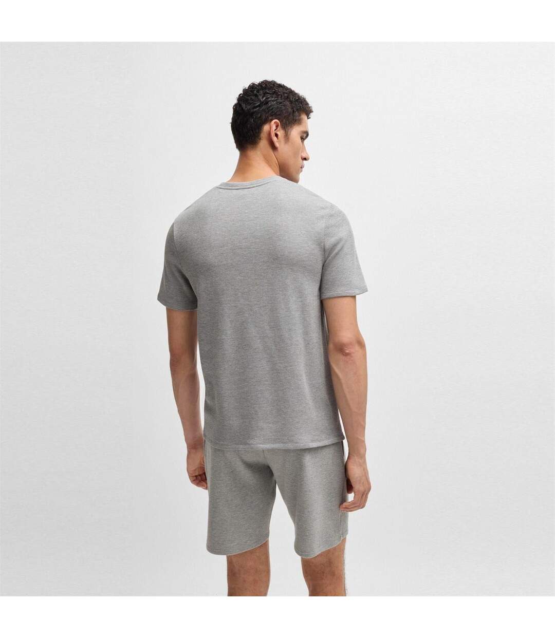 Mens Waffle Knit Pyjama Top Medium Grey Boss-3