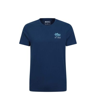 Mens St Ives Printed Organic T-shirt Navy Mountain Warehouse