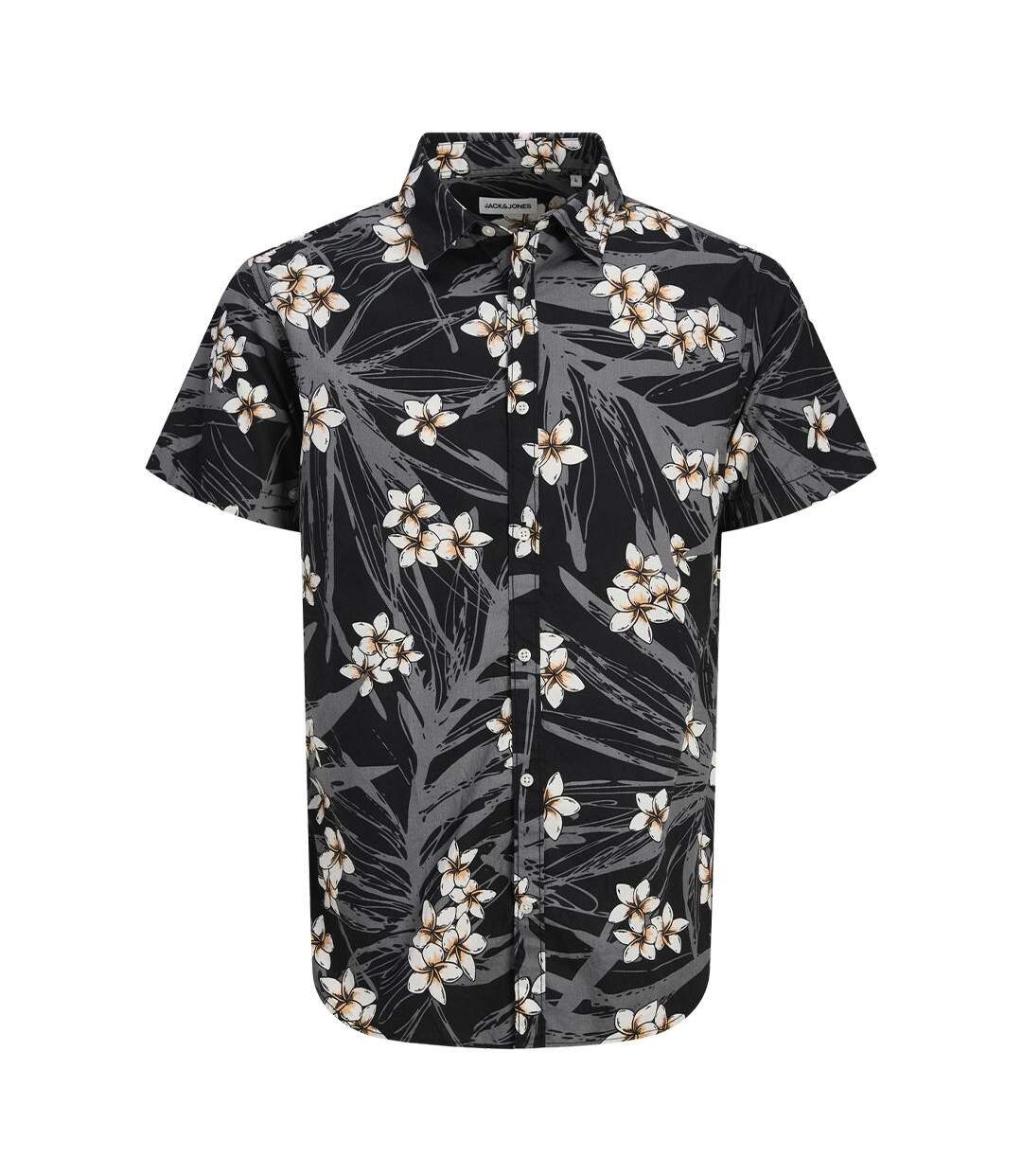 Chemise noire/blanc/orange homme jack & jones hawaii - l-3