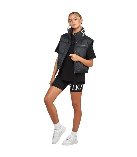 Womens/ladies cropped gilet black SikSilk