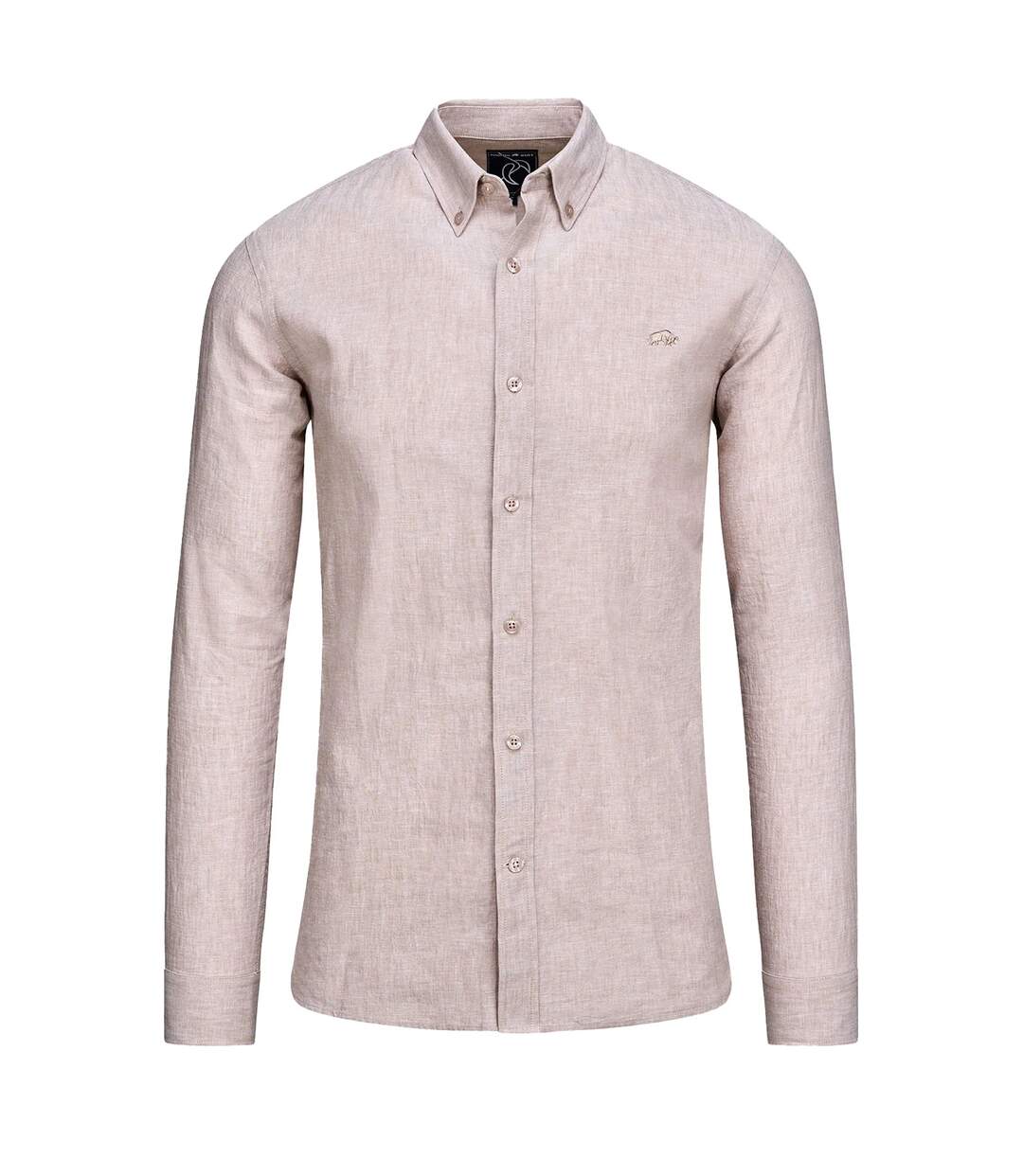 Mens Classic Linen Long-sleeved Shirt Tan Raging Bull-2