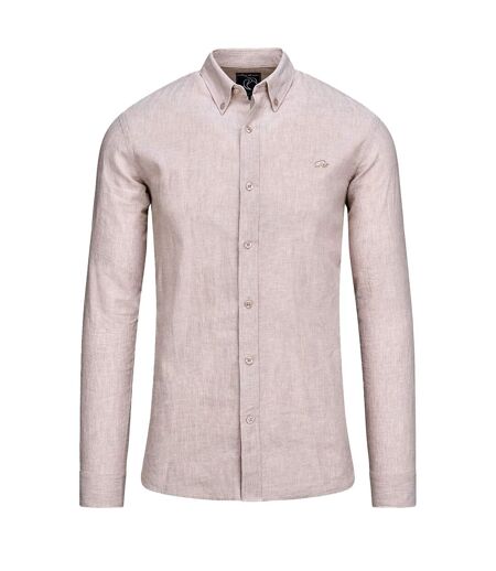 Mens Classic Linen Long-sleeved Shirt Tan Raging Bull