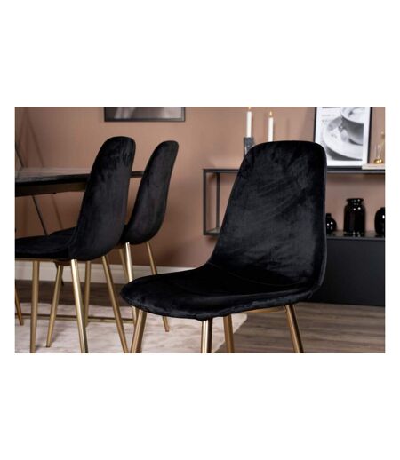 Chaise en acier cuivré et velours noir Polar (Lot de 2)