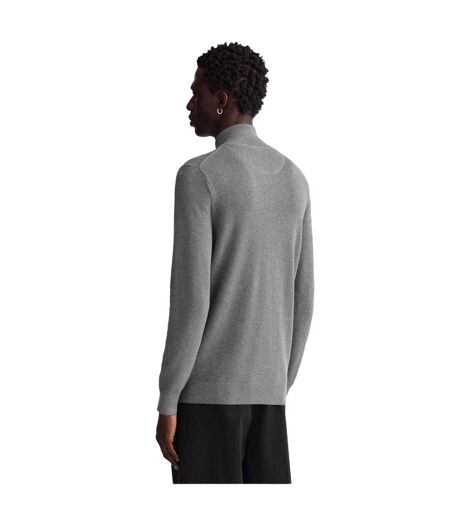 Mens Cotton Pique Zipped Cardigan Grey Gant