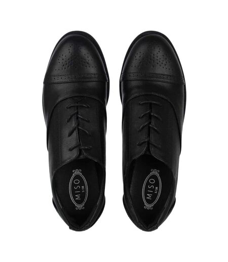 Womens/ladies Bobbi Low Heel Brogues Black Miso