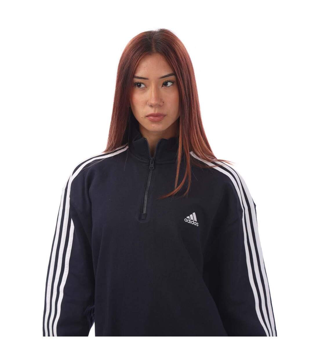 Sweat Style 3 Rayures Essentials Femme Bleu Marine Blanc Adidas-4