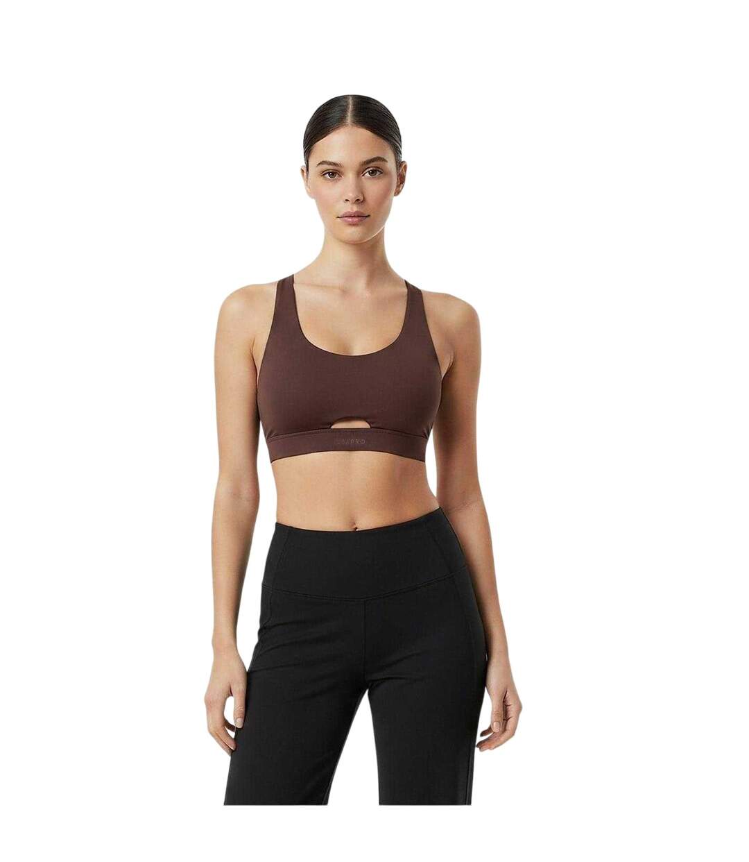 Womens/ladies Pro Twisted Sports Bra Espresso USA-4
