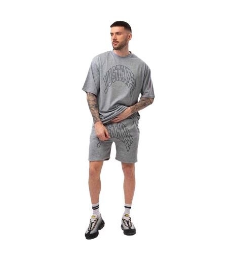 Mens Letterman Sweat Shorts Grey Marl Hype