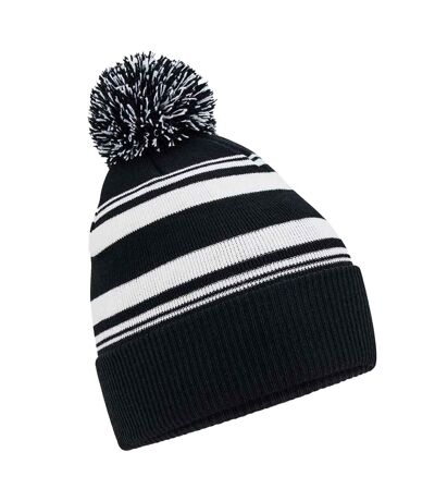 Unisex adult fan striped beanie black/white Beechfield