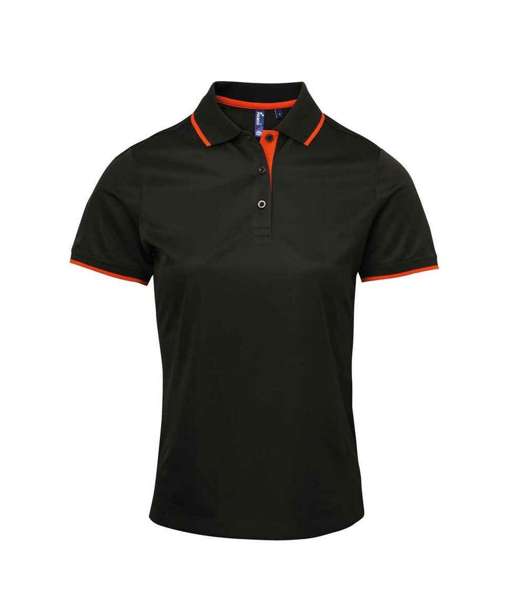 Polo coolchecker femme noir / orange Premier