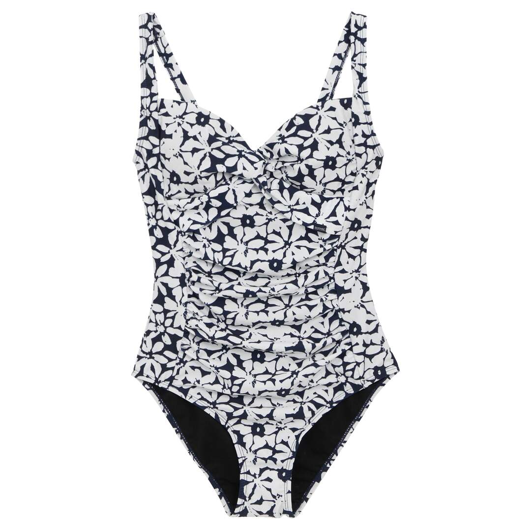 Womens/ladies sakari large floral tummy control one piece swimsuit navy/white Regatta-1