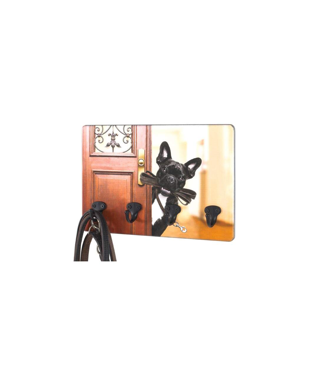 Porte-Clés Mural Chien 30cm Marron & Noir-2