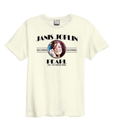 Amplified Mens 50th Anniversary Janis Joplin T-Shirt (Vintage White/Black)