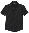 Men's Black Cotton Poplin Aviator Shirt Atlas For Men