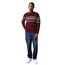 Mens fair isle cable knit crew neck jumper burgundy Maine-3