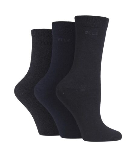 3 Pack Ladies Plain Cotton Socks - Soft Breathable Everyday Comfort Fit