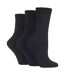 3 Pack Ladies Plain Cotton Socks - Soft Breathable Everyday Comfort Fit-1