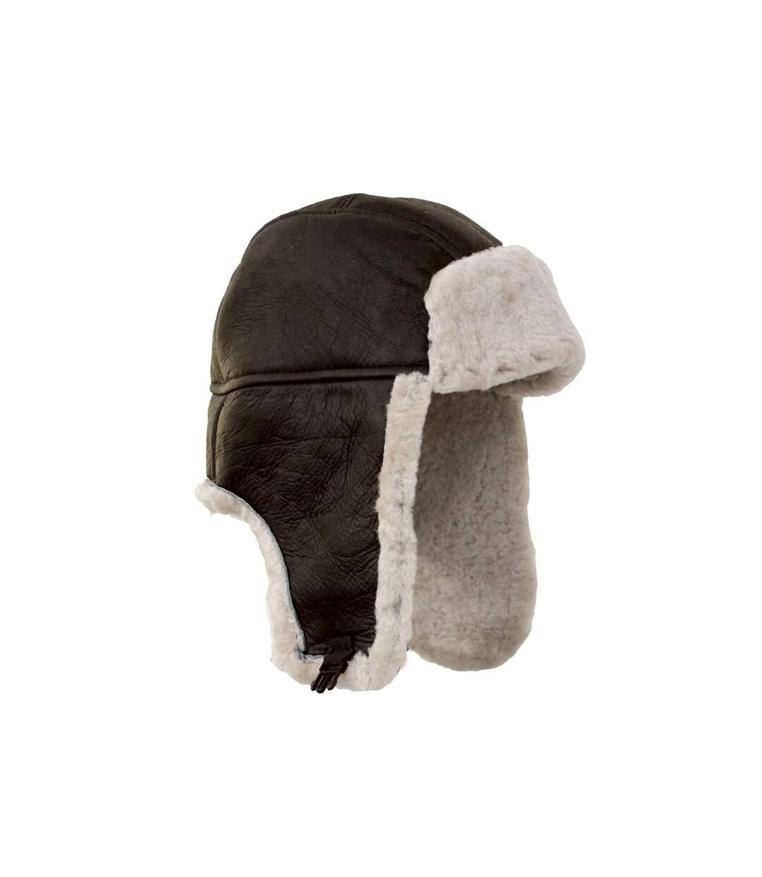 Eastern counties leather mens heydon sheepskin flying hat dark brown/willow white Eastern Counties- Bonnet HEYDON-1