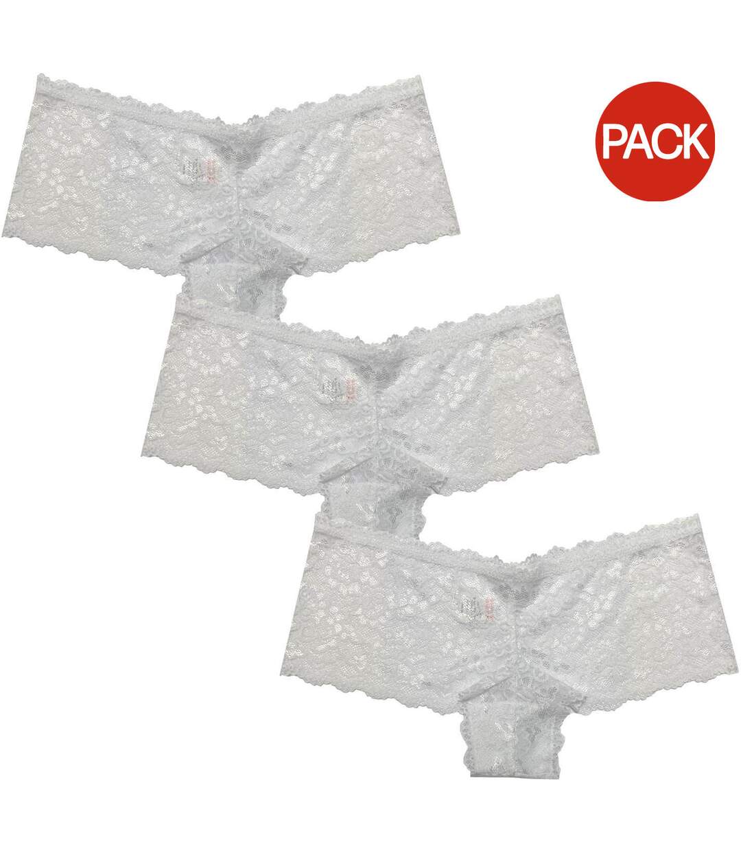 Pack Of 3  Womens/ladies Floral Lace Trim Briefs  White Be You-1