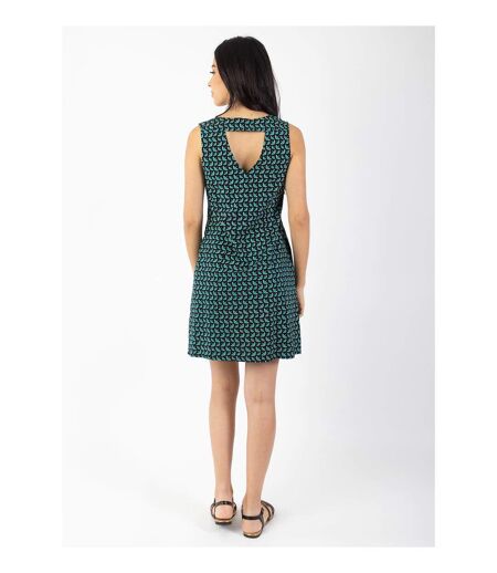 Robe courte légère sans manche LIZENA imprimé ethnique vert Coton Du Monde