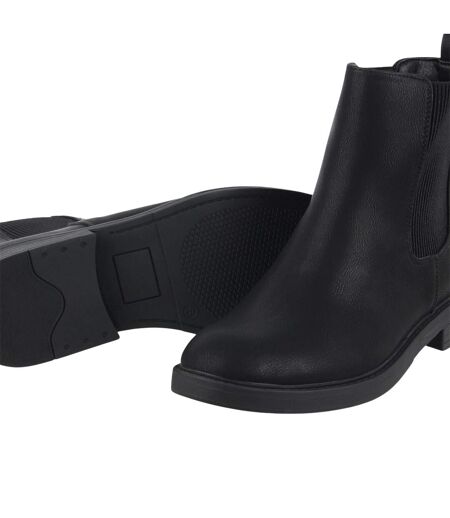 Womens/ladies Clip Block Heel Ankle Boots Black Miso