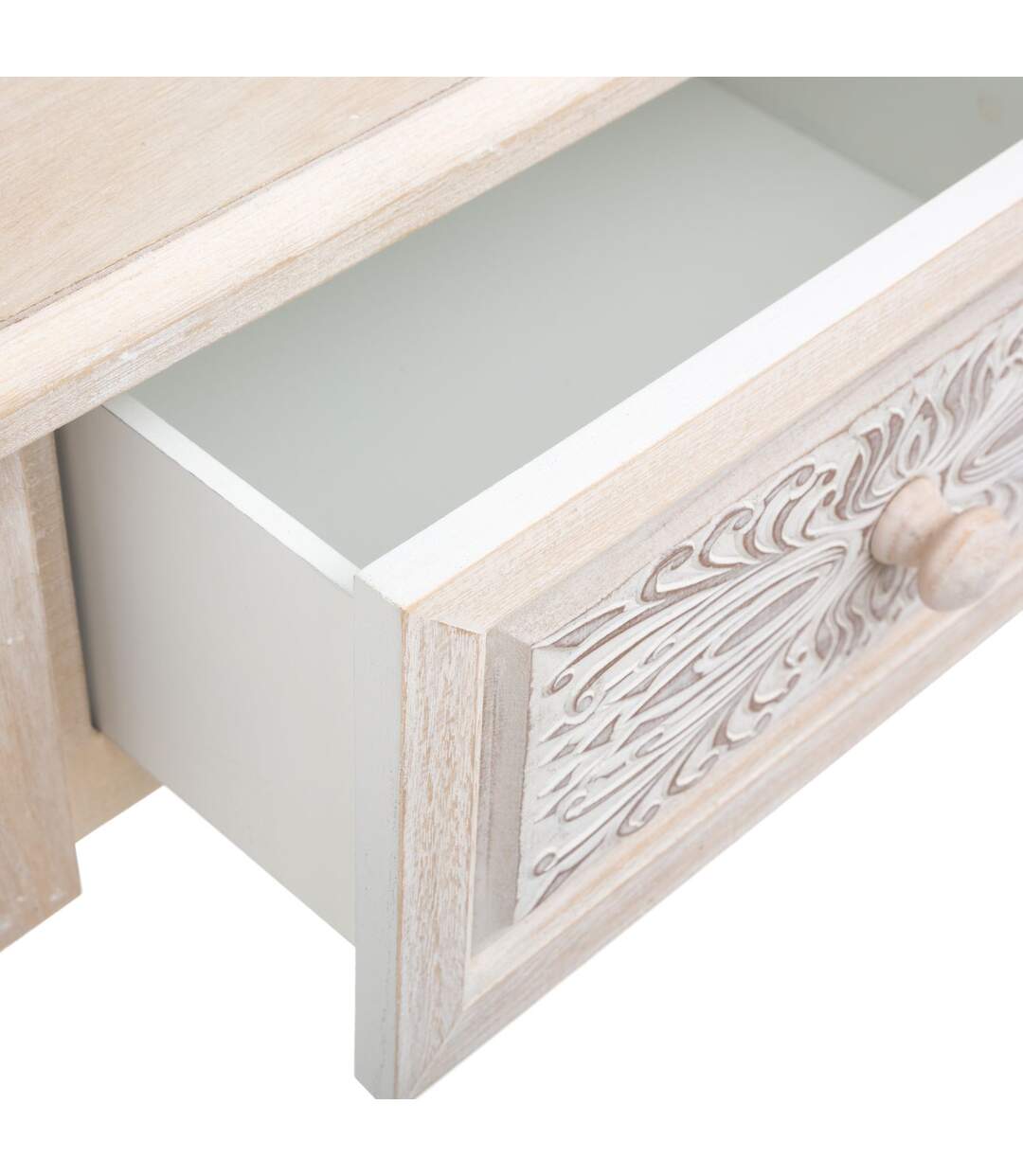 Table de chevet Hina 1 tiroir - Hauteur 67,5 cm - Bois blanchi-3