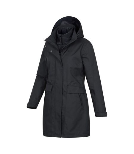 Womens/ladies Rain On 3 In 1 Waterproof Jacket Black Mountain Warehouse