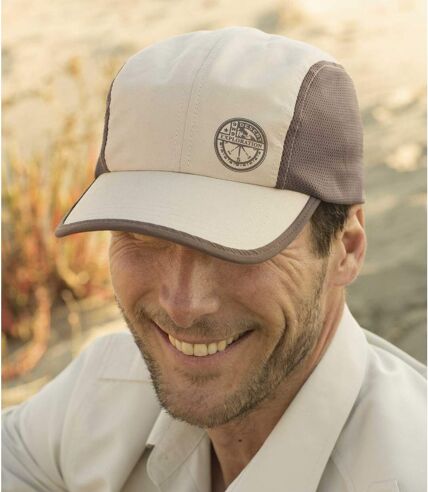 Pack of 2 Men's Microfibre Baseball Caps - Beige & Taupe - Taupe & Black 