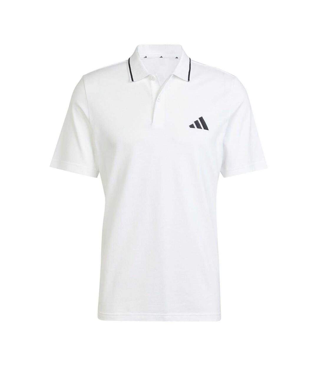 Polo Motif/style 3 Rayures Homme Blanc Noir Adidas-2