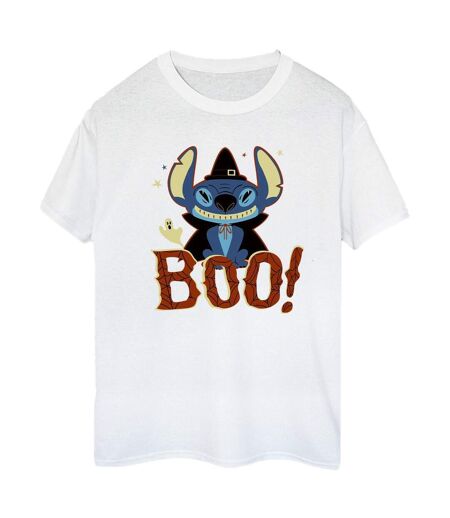 Disney T-shirt boyfriend en coton Lilo & Stitch Womens/Ladies Boo ! (Blanc) - UTBI30491