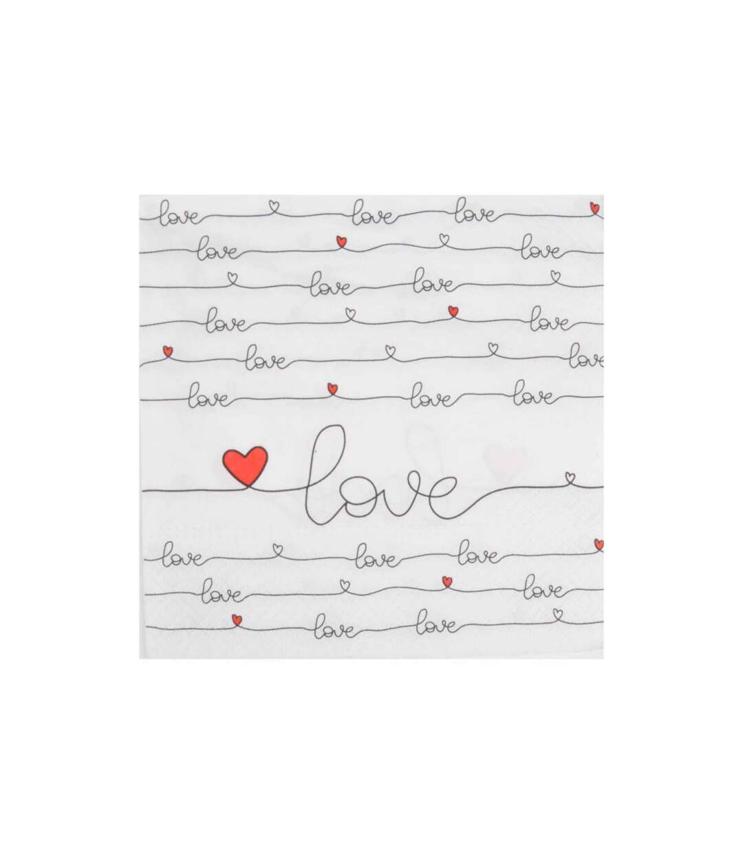 Lot de 20 Serviettes en Papier New Love 33x33cm Blanc-1