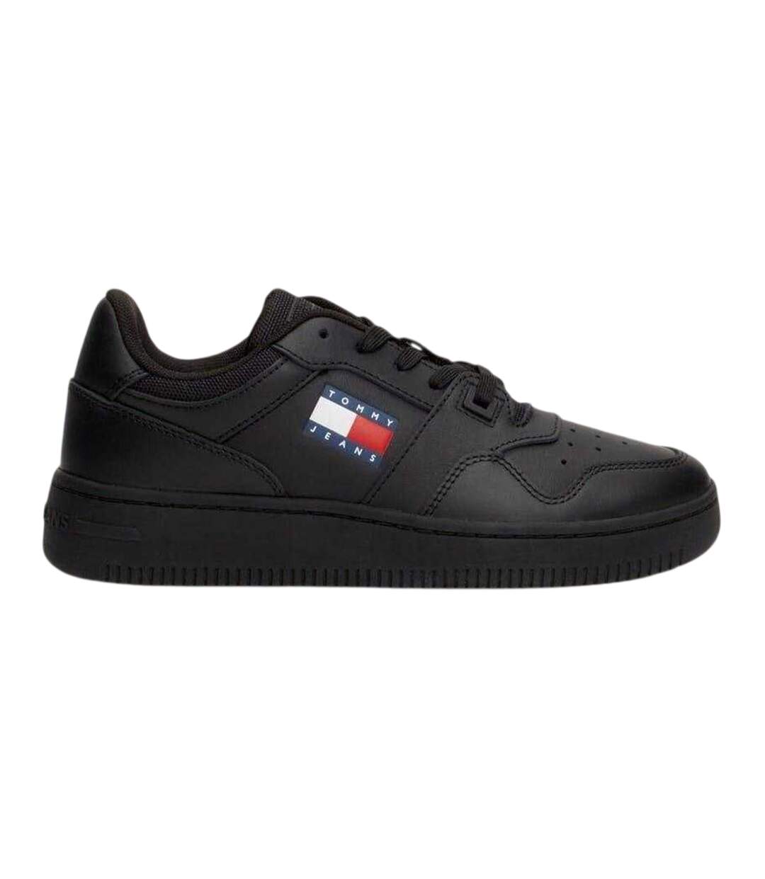 Womens/ladies Retro Leather Basketball Trainers Black Tommy Jeans-1