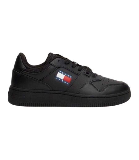 Womens/ladies Retro Leather Basketball Trainers Black Tommy Jeans