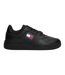 Womens/ladies Retro Leather Basketball Trainers Black Tommy Jeans-1