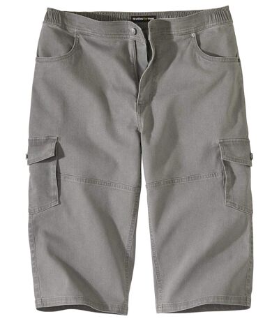 Men's Cropped Denim Cargo Pants - Grey
