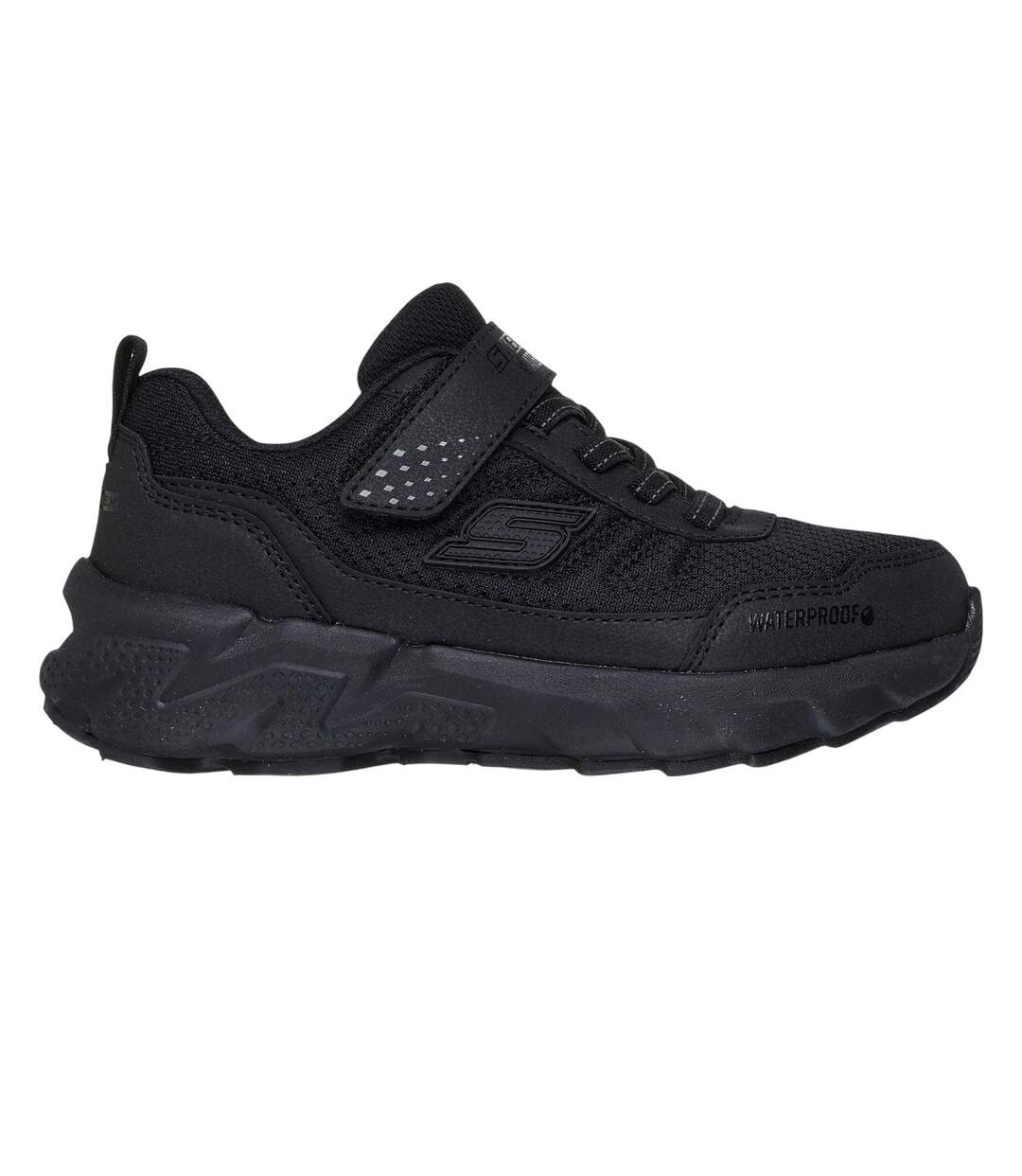 Childrens/kids Elite Sport Waterproof Lace Up Walking Shoes Black Skechers-1