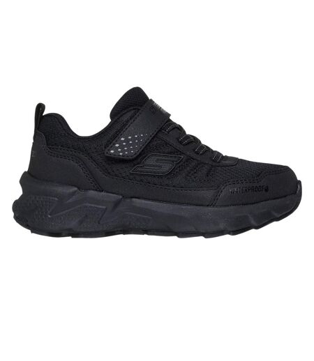Childrens/kids Elite Sport Waterproof Lace Up Walking Shoes Black Skechers