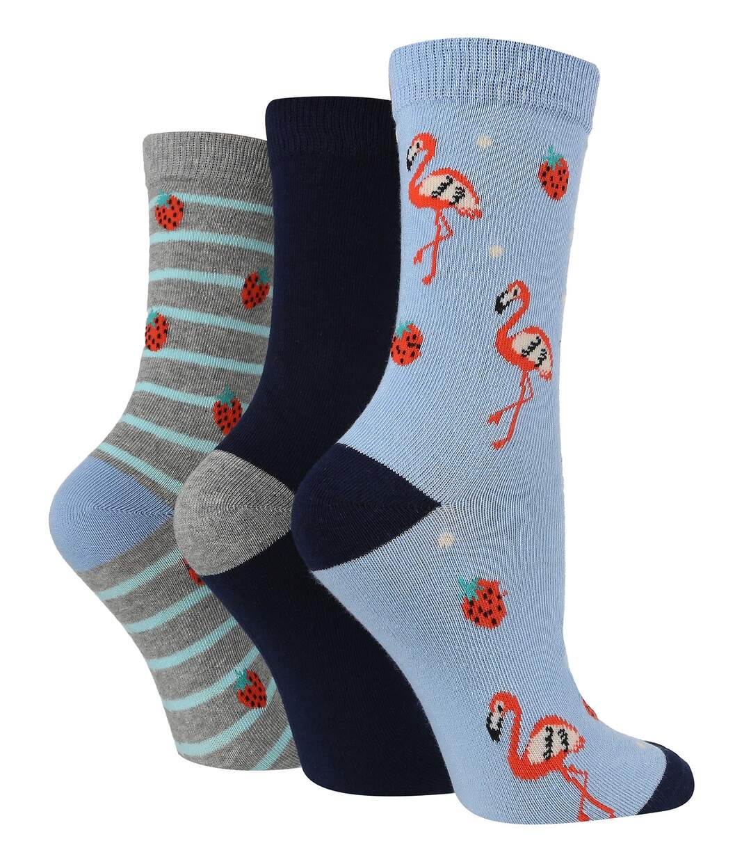 3 Pack Ladies Jacquard Novelty Cotton Socks-1