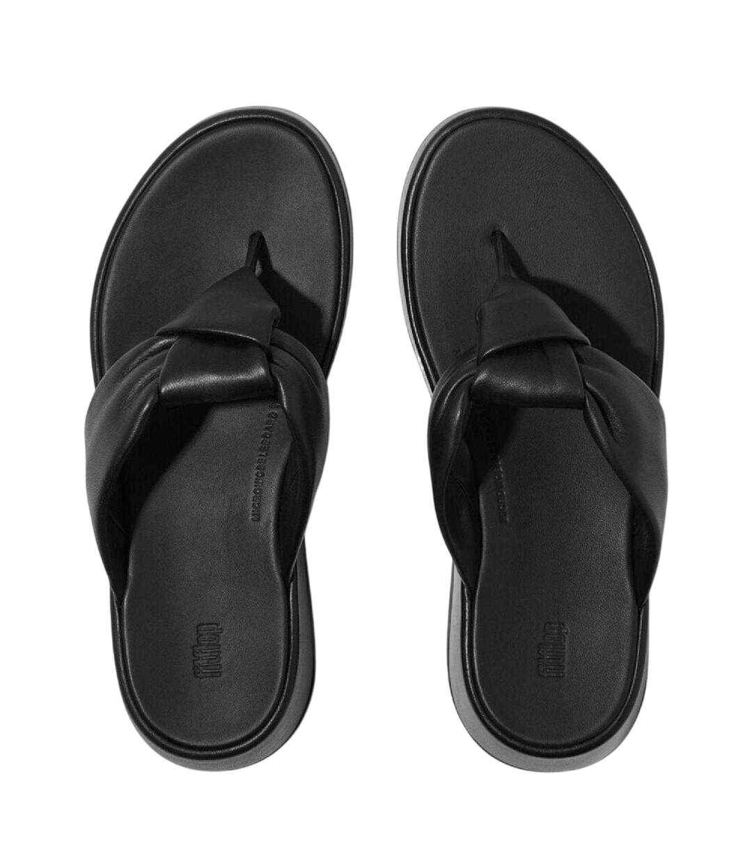 Womens/ladies Mode Knotted Leather Sandals Black FitFlop-3