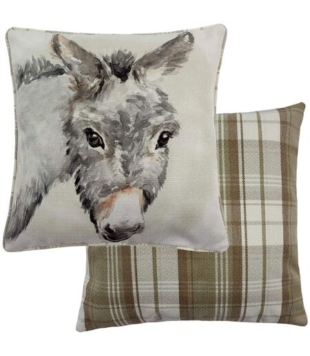Evans Lichfield Watercolour Donkey Cushion Cover (Brown/Off White/Gray)