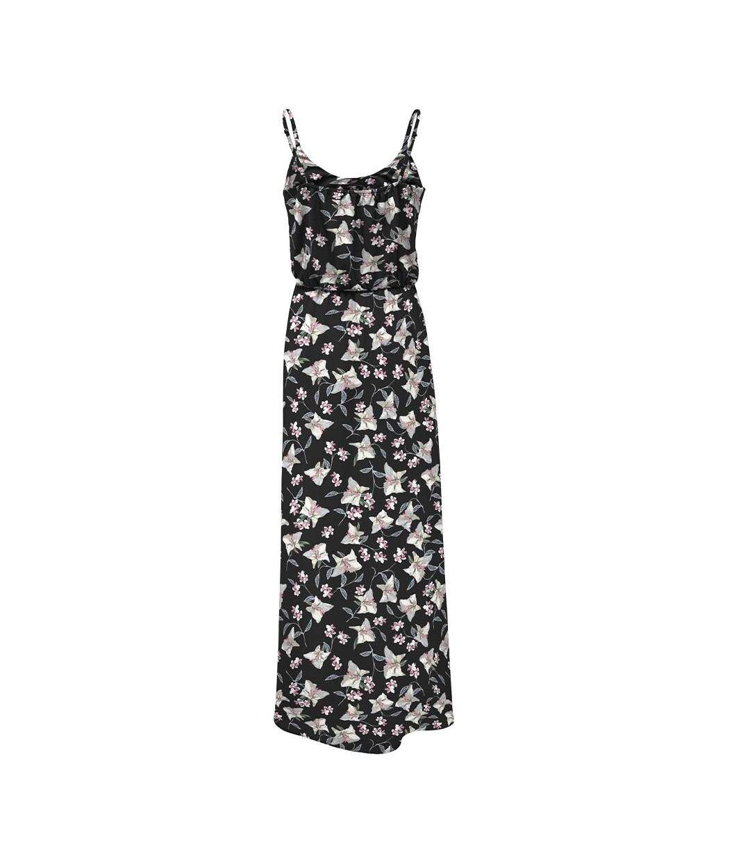 Robe longue noire/rose à fleurs femme only nova-2